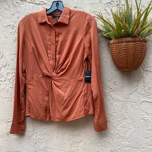 Fabulous Forever 21 Contemporary Rust Front Twist Shirt